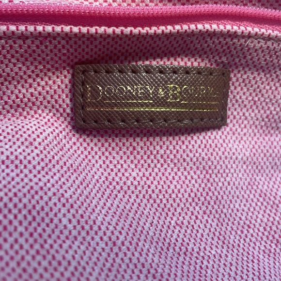 Dooney & Bourke 1975 taupe brown pink interior 16”/12” strap down 11” - Picture 10 of 17